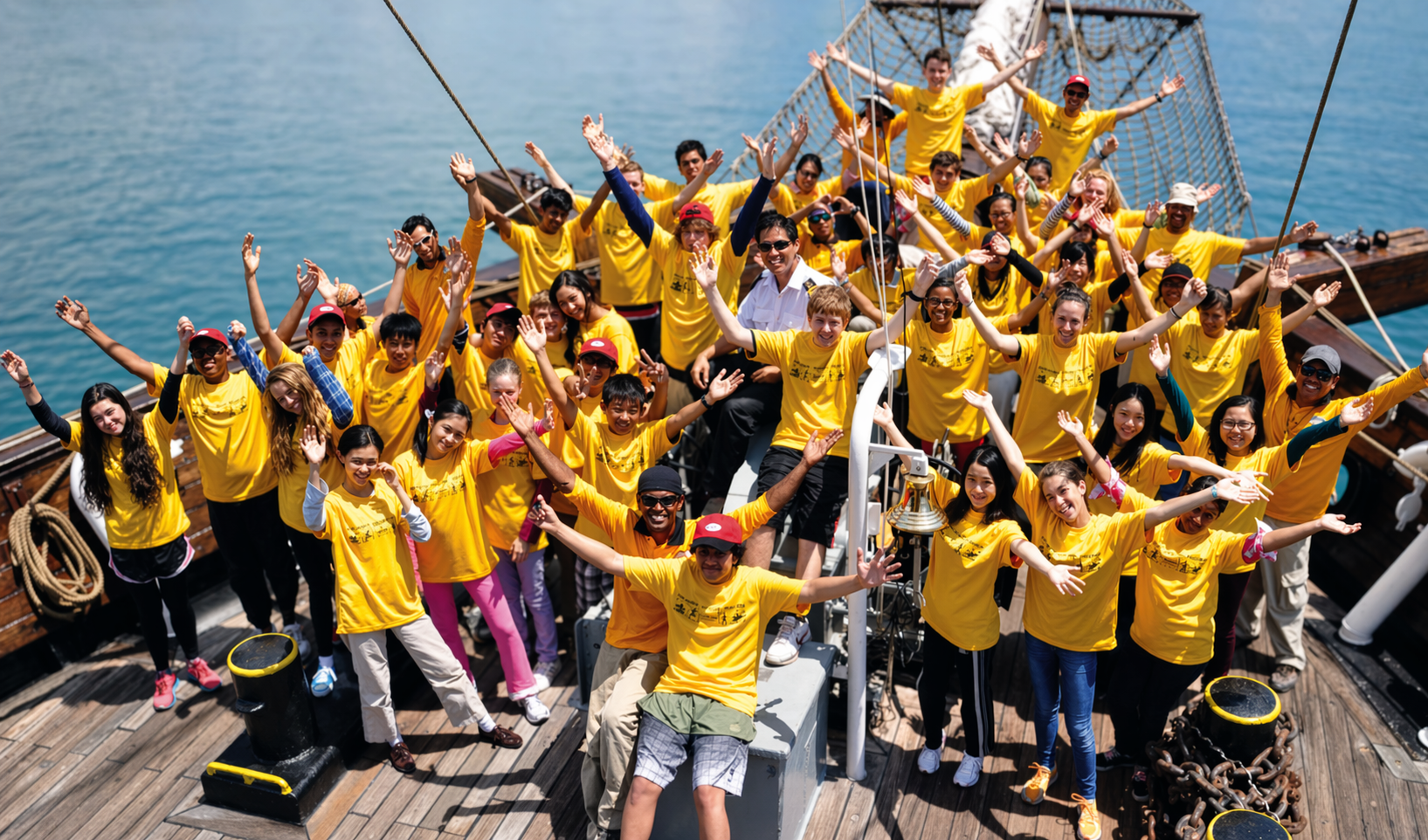 Students on a Malaysian mountain summit