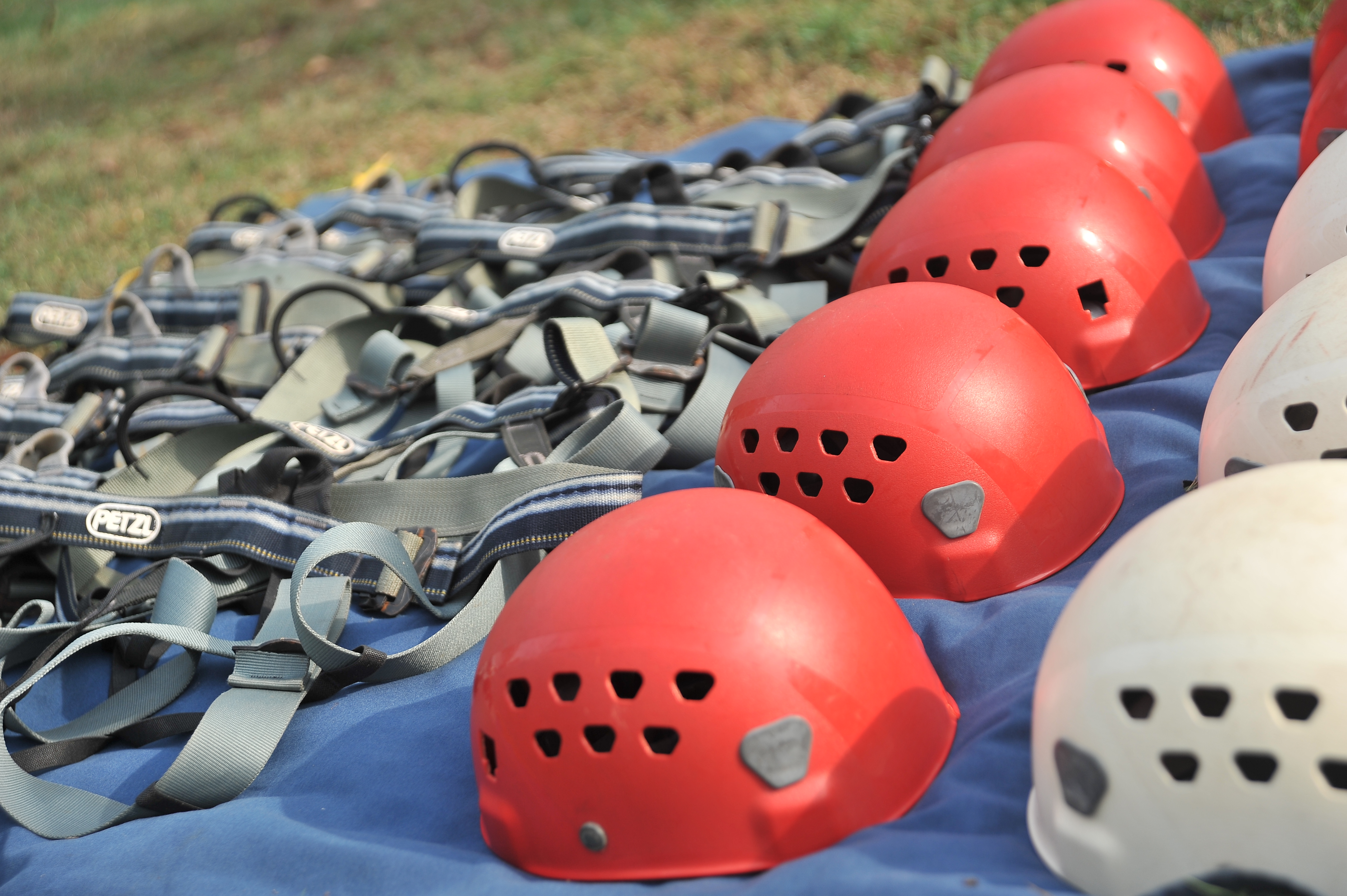 Certified safety helmets and harness equipment